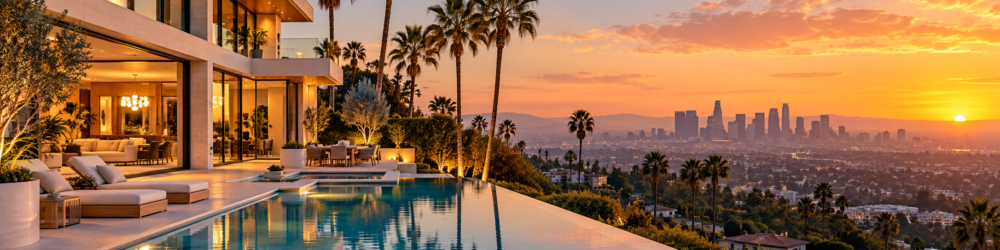 Golden-hour Los Angeles hillside estate